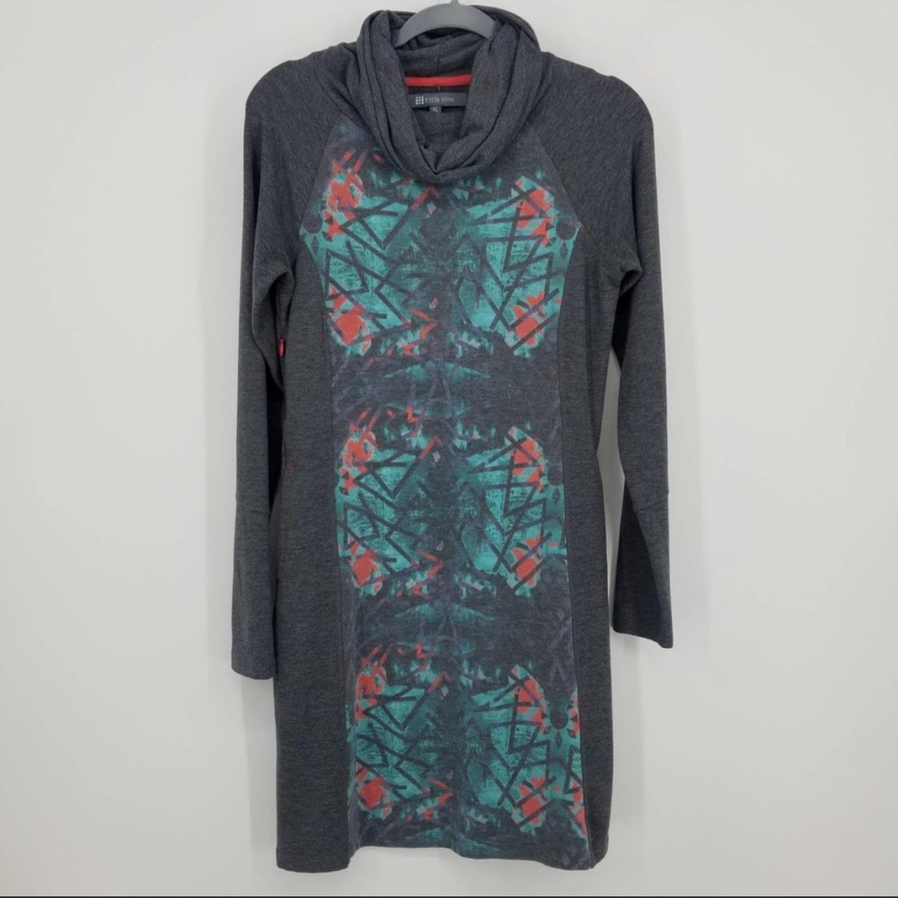 Title Nine Abstract Long Sleeve Cowl Neck Dress S